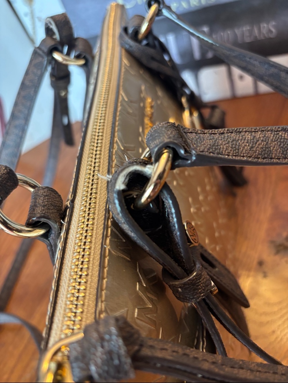 Michael Kors Sullivan Small Convertible Top-Zip Tote - Iridescent Gold - Picture 4 of 12